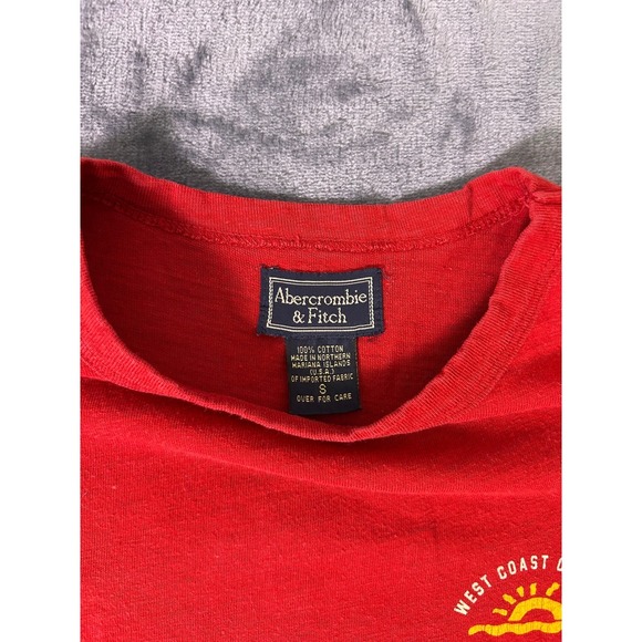 Vintage Abercrombie Fitch Red West Coast Classic Surf Tee Men's S‎ Single Stitch - Picture 4 of 8
